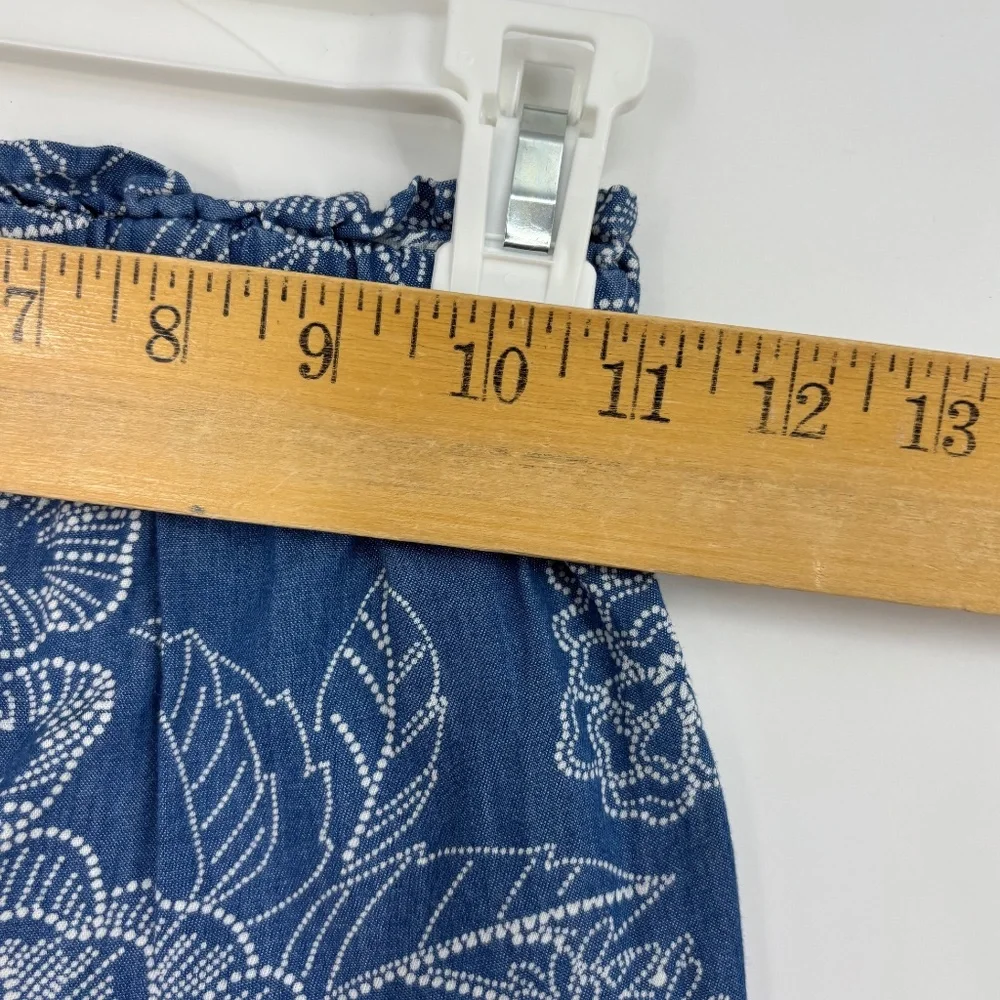Gap Kids Girls Small Pull-On Wide Leg Pants Chambray Blue White Floral Paper Bag